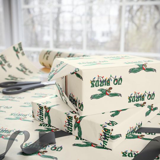 Discover Eagles Gift Wrapping Paper: Holiday Go Birds Pattern
