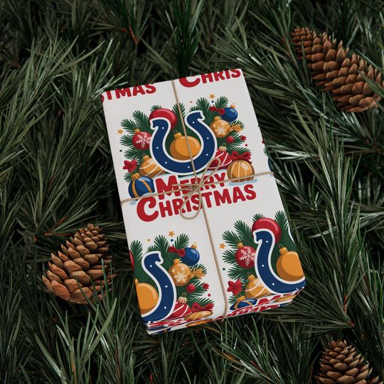 Discover Colts Football Merry Christmas Sports Gift Wrap, Holiday Present Wrap, Christmas Gift Wrap, Gift Packaging
