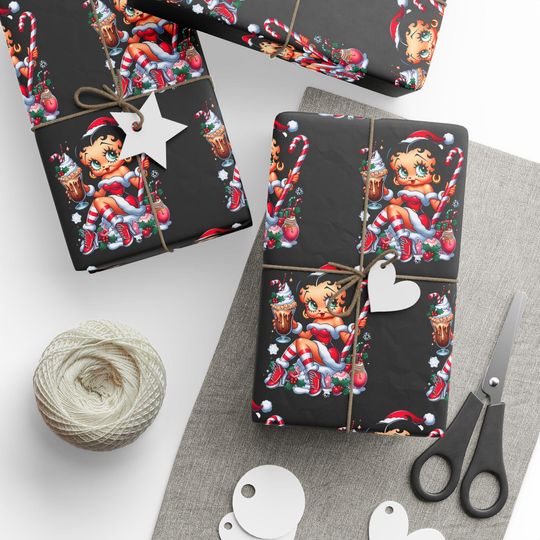 Discover Betty Christmas Wrapping Paper, Candy Cane Holiday Design