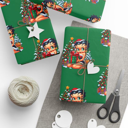 Discover Christmas Wrapping Papers, Betty Black Xmas Tree Gift Wrap Roll, Holiday Present Packaging, Festive Gift Wrap Sheets, Wrapping Paper
