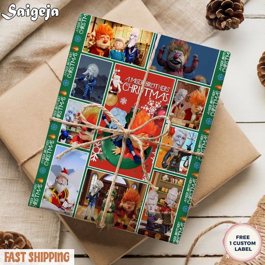Discover Miser Brothers Christmas Wrapping Paper, Heat and Snow Miser,Brothers Christmas Movie Gift Wrap
