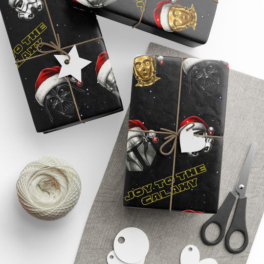 Discover Star Wars Holiday Helmet Santa Wrapping Paper | Gift Wrap Roll