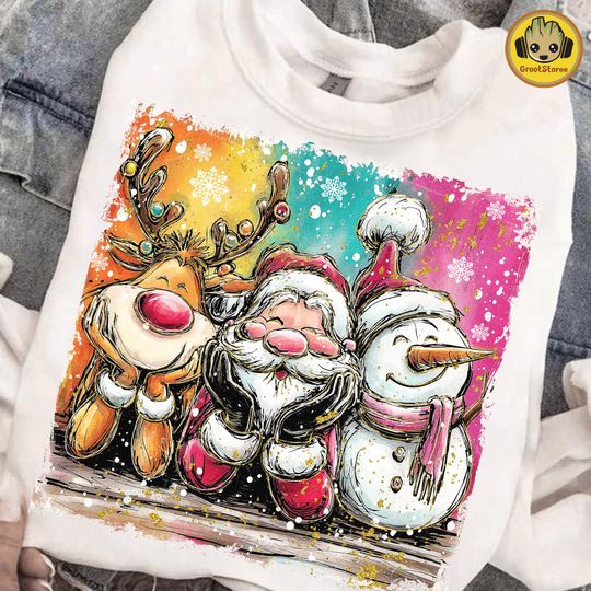 Discover Funny Christmas Character for Sweaters, Reindeer Santa Snowman Holiday Art