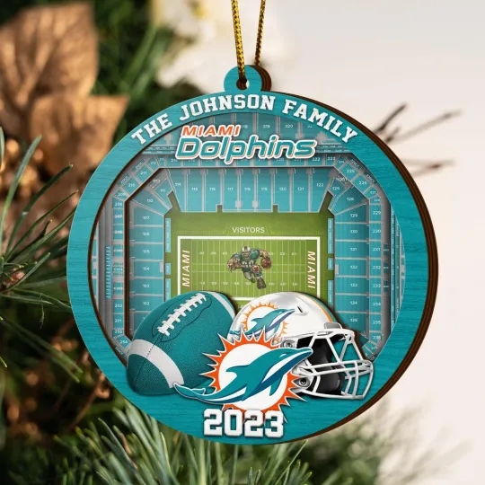 Discover Personalized Miami Football Team Dolphins Christmas Ornament Gift Decor