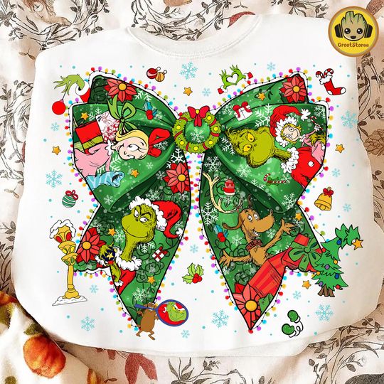 Discover Christmas Mean Guy Coquette Sweatshirt, Funny Christmas Thief, Retro Cartoon Holiday