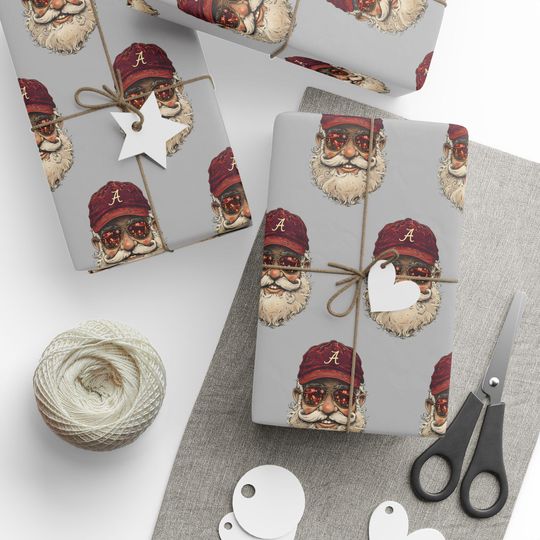 Discover Holiday Santa University of Albm Hat Gift Wrap Papers, Christmas Gift Wrapping Roll, Festive Xmas Present Wrap, Crimson Tide Party