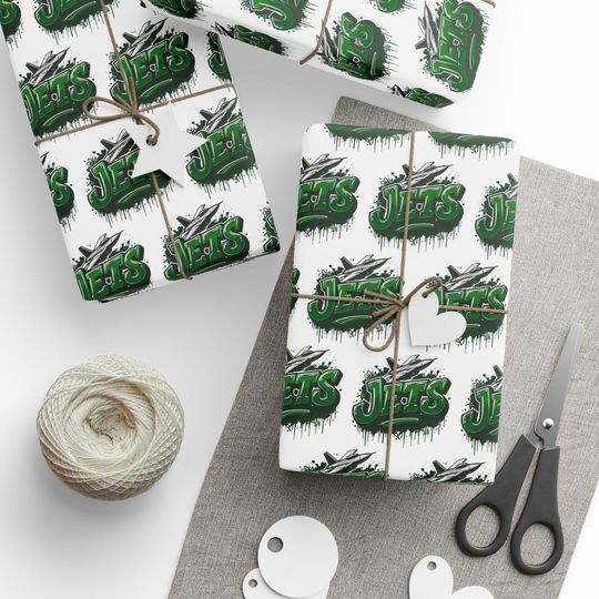 Gift Wrapping Papers, New York Jets Fan Gift Wrap, Team Spirit Presents Decoration, Football Themed Birthday Celebration Supplies, Sports