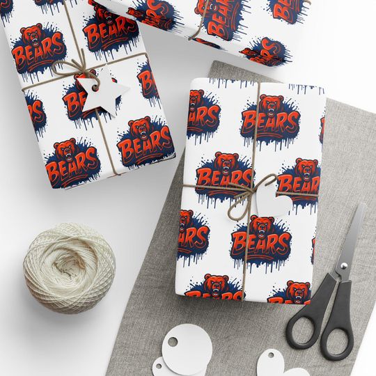 Discover Chicago Bears Wrapping Paper, Football Gift Wrap, Sports Fan Holiday Decor, Gift Wrap Roll, Tailgating Party Supplies, football Team Gear