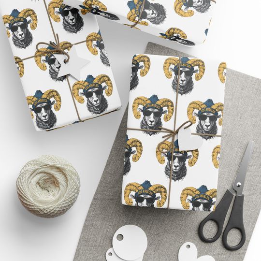 Discover Wrapping Paper, Los Angeles Rams Gift Wrap for Ultimate Rams Fan, Birthday, Christmas, football Party Supplies, Sports Theme Decoration