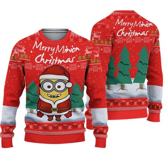 Discover Minions Snow-Day Cartoon Ugly Christmas Sweater, Despicable Me Gift for Fans