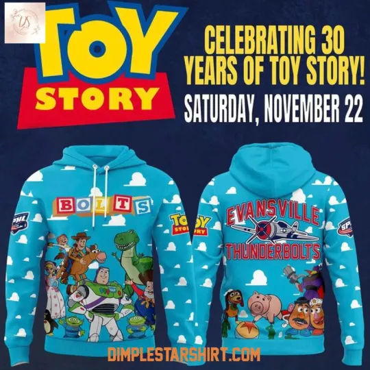 Evansville Thunderbolt Celebrating 30 Years Of Toy Story 3D Hoodie