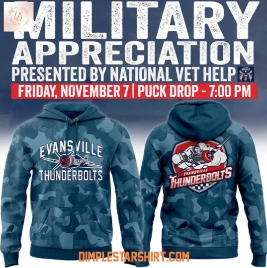 Discover Evansville Thunderbolt Military Appreciation Night 2025 3D Hoodie