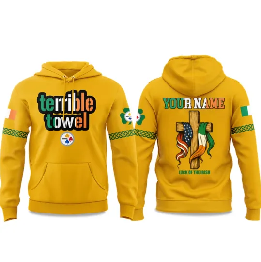 Custom Name Pittsburgh Steeler Ireland Luck Of The Irish 2025 3D Hoodie