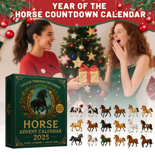 Discover 2D Horse Advent Calendar 2025 Christmas Countdown Calendar with 24 Unique Horses Figurines For Home Christmas Tree Decor