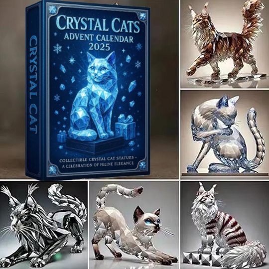 Discover Cat Advent Calendar 2025 Christmas Countdown Cute Crystal Cat Christmas Decoration 2D Acrylic Kittens Collectible Figurine Decor