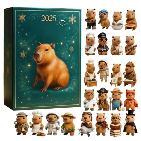 Discover 2025 Christmas Advent Calendar 2D Flat Acrylic Capybara Ornament Christmas Tree Decorations Capybara Pendant Christmas Gifts