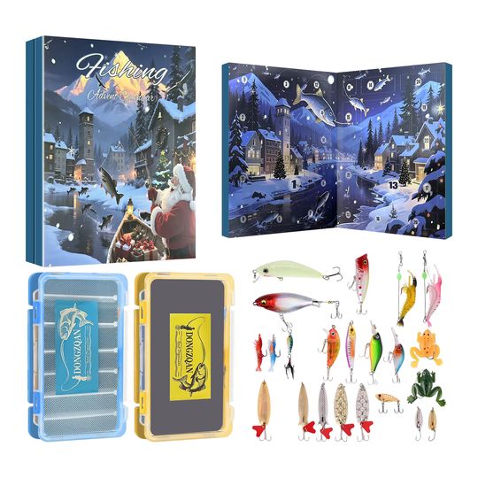 Discover Christmas Advent Calendar 3D Plane Box 24PC Fishing Blind Box Various Lures Design Festive Holiday Countdown Fishing Accessory