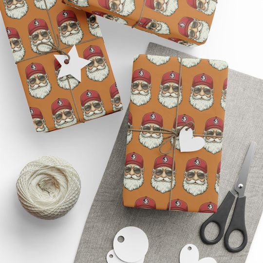 Florida State University Santa Wrapping Paper - College Christmas Gift Wrap, Holiday Paper, Festive College Decor, Santa Claus Theme, FSU