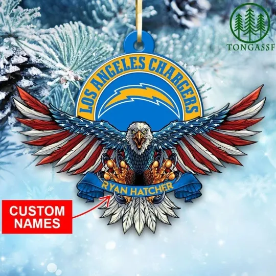 Discover Personalized Los Angeles Football Team Chargers Christmas Ornament Gift Decor