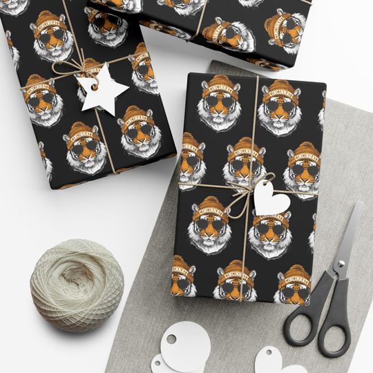 Gift Wrap, Bengals Football Fan Wrapping Paper, Cincinnati Bengals Gift Wrap Roll, Football Gift Wrap, Bengals Wrapping Paper Roll, Sports