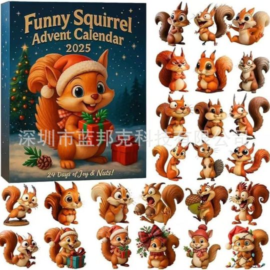 Discover New Funny Squirrel 2025 Funny Squirrel Acrylic Pendant Christmas Advent Calendar Blind Box