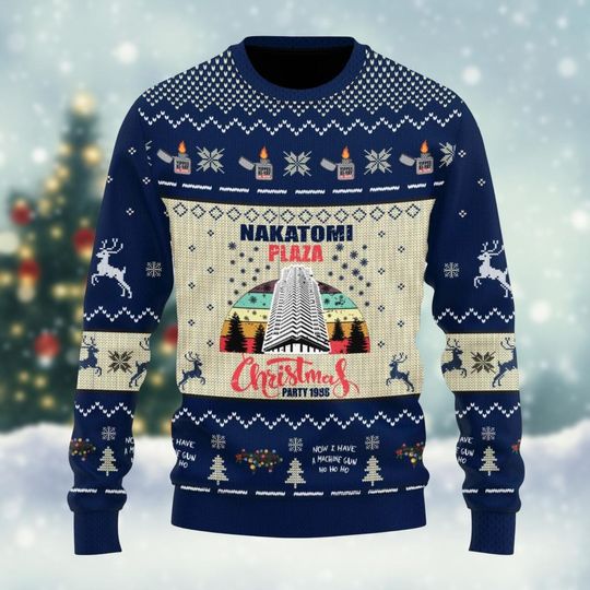 Fall Nakatomi Plaza Christmas Sweater, Die Hard Holiday Sweater, Women's and Men's Xmas Sweater