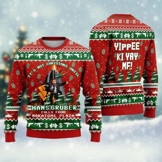 Christmas Nakatomi Plaza Sweater for Men and Women, Die Movie Holiday Sweater, Hans Gruber Xmas Sweater