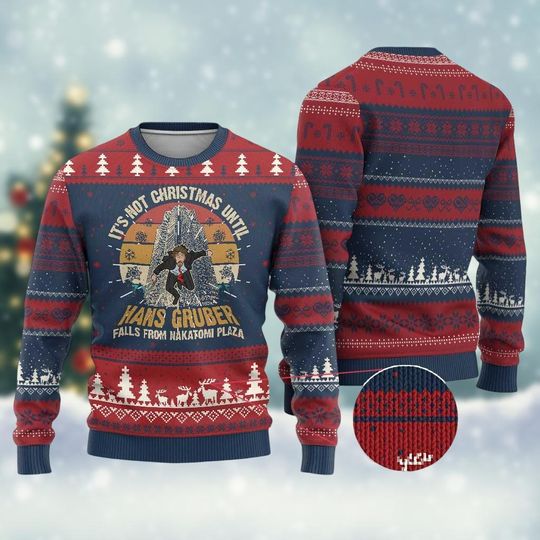 Fall Nakatomi Plaza Ugly Christmas Sweater for Women and Men, Die Hard Movie Xmas Sweater, Hans Gruber Sweater