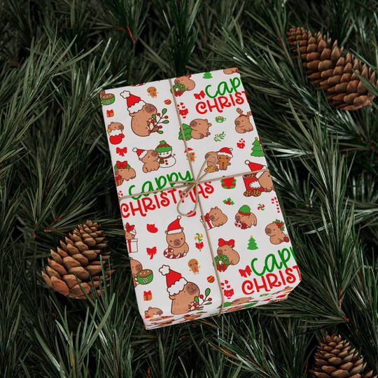 Discover Cappy Christmas Wrapping Paper, Cute Capybara Christmas Gift Wrap, Christmas Wrapping Paper, Cute Christmas Wrap