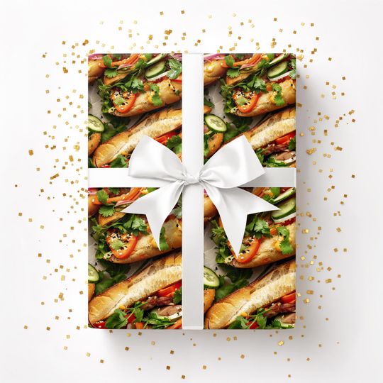 Discover Banh Mi Sandwich  rapping paper: Vietnamese Food Gift Wrap