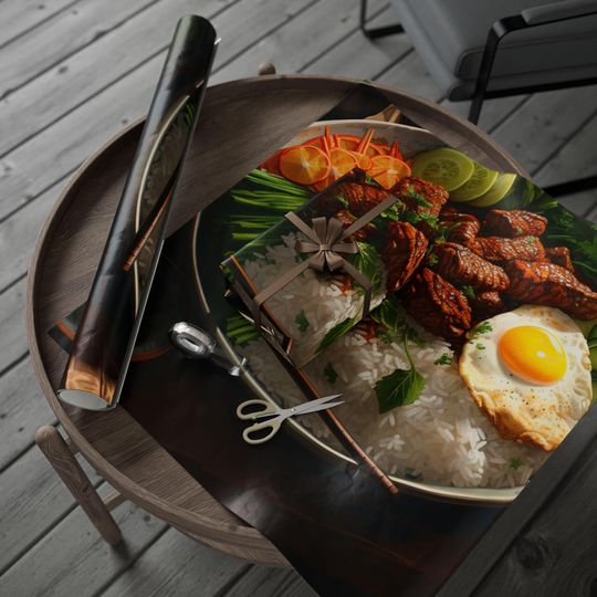 Vietnam Food Wrapping Paper for Gift-Giving, Unique Sushi Print for Birthdays, Celebrations, Parties, Eco-Friendly Wrap, Holiday Gift Wrap