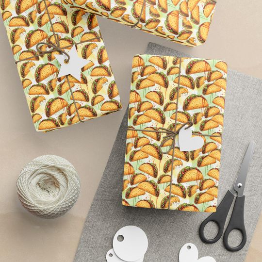 Discover Taco Pattern Wrapping Paper | Taco Party Food Gift Wrap