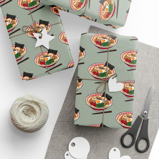 Discover Ramen Wrapping Paper, Fun Food Gift Wrap, Cute Holiday & Birthday Gift Paper, Gifts for Family, Her, and Him