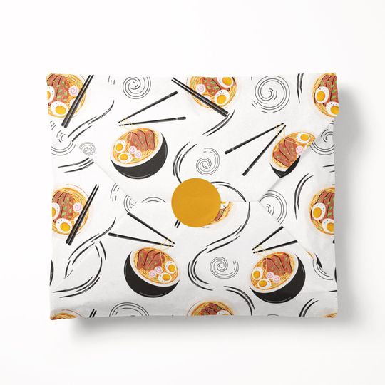 Discover Ramen Noodle Soup Wrapping Paper - Luxury Gift Wrap - Foodie Wrapping Paper Roll