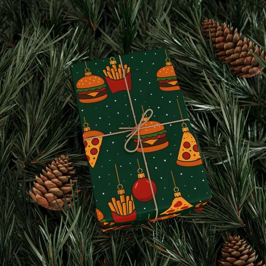 Discover Festive Fast Food Christmas Wrapping Paper: Holiday Junk Food Gift Wrap