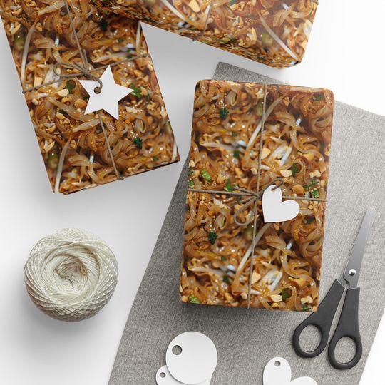 Discover Wrapping Papers, Pad Thai gift wrap Thai food lover present Noodle fan Asian Foodie Gift Wrap, Asian cuisine decoupage, Food-themed wrapper,