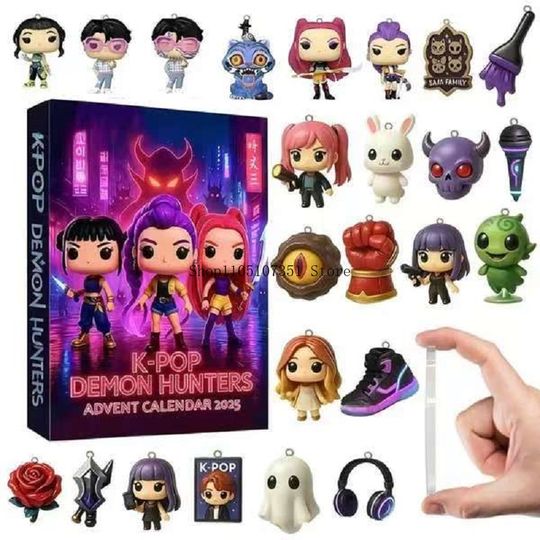 2025 Premium Advent Calendar: Devil Kpop Demon Hunter Blind Christmas Box, Witch Hunting Team Acrylic Hanging Toy