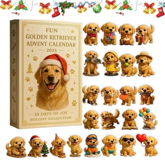 Discover Golden Retriever Advent Calendar 2D Acrylic Blind Box 24Pcs Hangers With Plane Box Christmas Countdown Holiday Decor