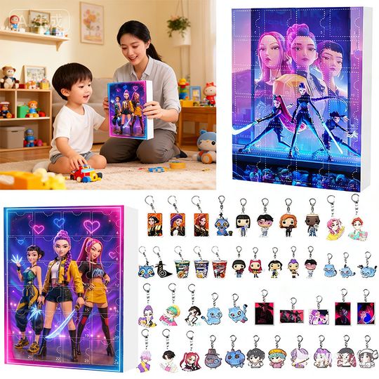 KPOP Demon Hunters Advent Calendars Christmas 24 Days Countdown Calendar Blind Box Acrylic Keychain Pendants Christmas Kid Gift