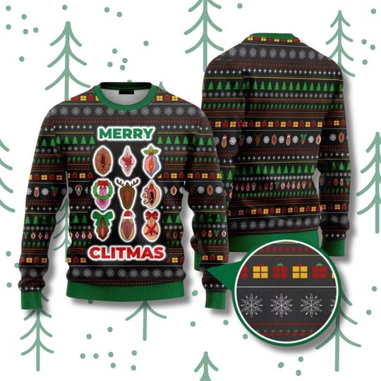 Discover Merry Clitmas Funny Dirty Christmas Ugly Sweater, Adult Humor 3D Print Holiday Pullover, Naughty Xmas Party Gag Gift Unisex Knit Top