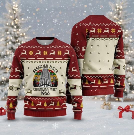 Discover Nakatomi Plaza Ugly Sweater, Nakatomi Plaza Movie Christmas Ugly Sweater, Action Movie Xmas Sweater, Christmas Party Xmas Unisex Sweatshirt