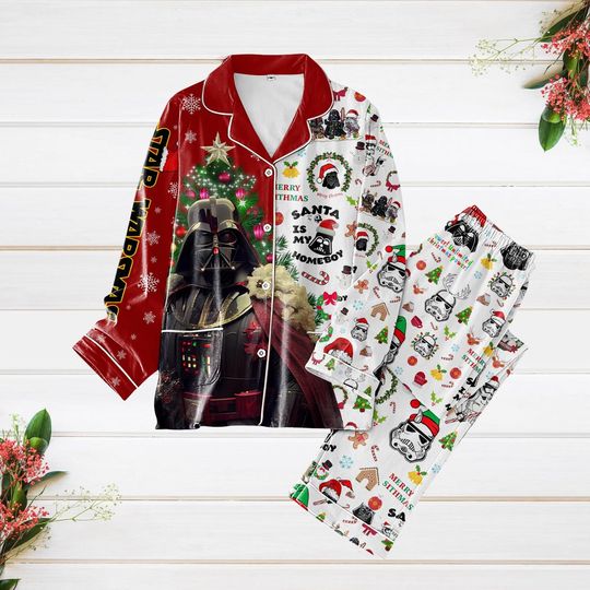 Discover Star Wars Santa Christmas Pajama Set with Darth Vader Pants, Disney Theme & Holiday Design