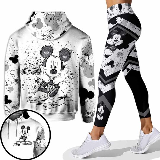 Discover Personalized Cartoon Hoodie and Leggings Set, Custom Name Outfit for Women, Cute Matching Tracksuit