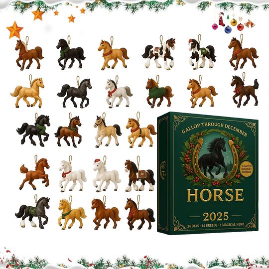 Discover 2025 Christmas Calendar Advent 2D Christmas Tree Decorations Horse Pendant Countdown Calendar Christmas Gifts For Kids