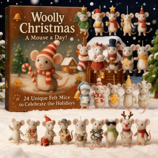 Discover 24pcs Woolly Unique Gelt Mice Ornaments Christmas Countdown Calendar 2D 2D Acrylic Christmas Mice Pendant Christmas Gift 2025