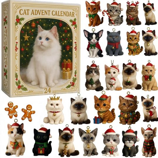 Discover Cat Lovers Advent Calendar 2025 24 Days Christmas Countdown With 24 2D Acrylic Cute Kitten Tree Decor Advent Calendar for Xmas