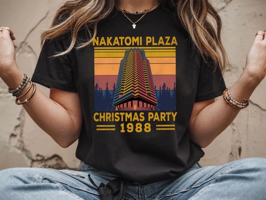Nakatomi Plaza Christmas T-shirt, Die Hard Holiday T-Shirt, Retro Action Movie Xmas Sweater, Movie Fan Christmas Gift