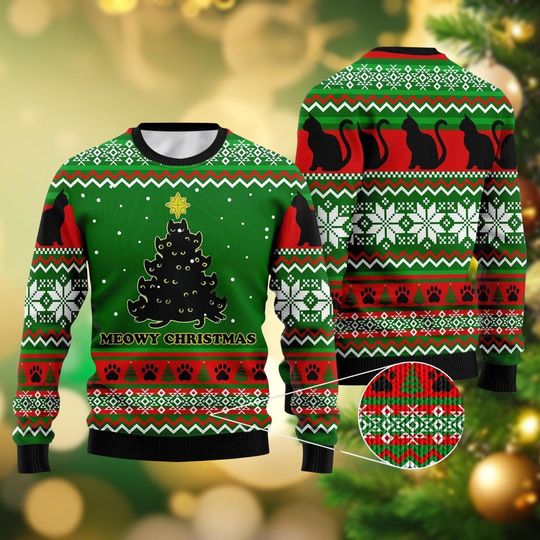 Discover Meowy Cat Ugly Christmas Sweater, Catmas Christmas Sweater, Funny Cat Lovers Gifts, Cute Meowy Christmas Sweater, Funny Cat Lovers Gift