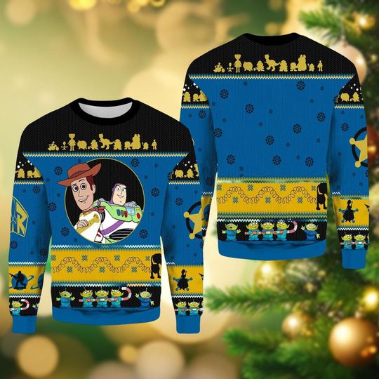 Discover Woody Buzz Ugly Christmas Sweater, Toy Story Character Santa Sweater, Disney Movie Xmas Sweater, Christmas Family Matching Sweater