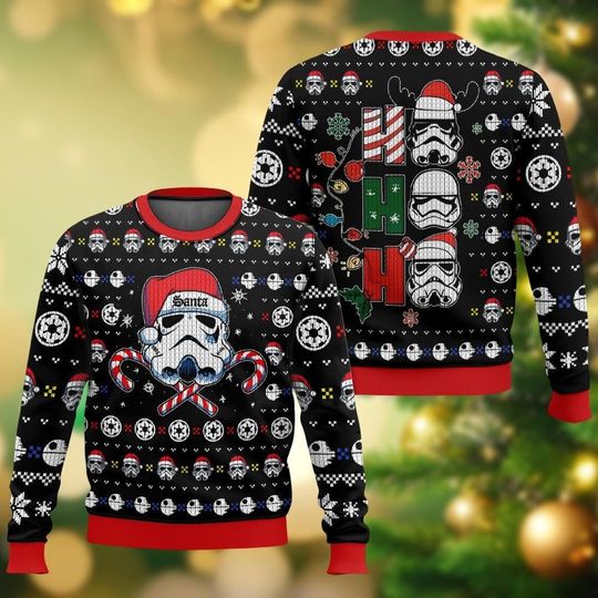Discover Stormtrooper Christmas Ugly Sweater, Star Wars Holiday Sweater, Ho Ho Ho Sweater Shirt, The Mandalorian Shirt, Gift For Fan